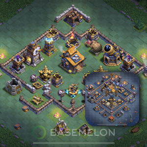 Builder Hall Level 10 Trophy/Defense Base Design, Anti 2 Stars, Layout #107