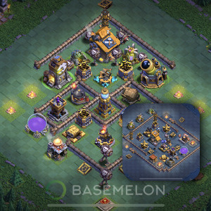 Builder Hall Level 10 Trophy/Defense Base Design, Anti 3 Stars, Layout #109