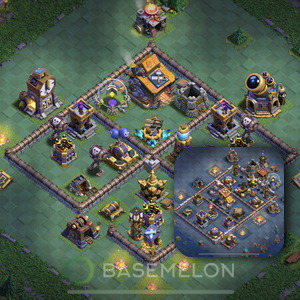 Builder Hall Level 10 Trophy/Defense Base Design, Anti 3 Stars, Layout #110