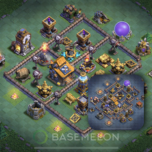 Builder Hall Level 10 Trophy/Defense Base Design, Anti Everything, Layout #111