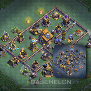 Builder Hall Level 10 Trophy/Defense Base Design, Anti 3 Stars, Layout #113