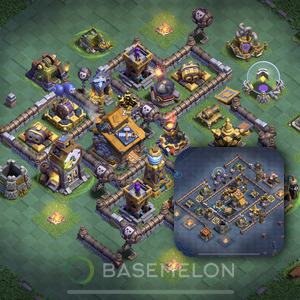 Builder Hall Level 10 Trophy/Defense Base Design, Anti 3 Stars, Layout #128