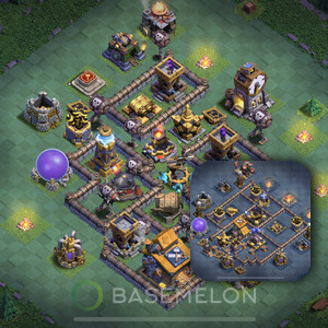 Builder Hall Level 10 Trophy/Defense Base Design, Anti Everything, Layout #129
