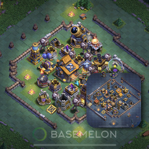Builder Hall Level 10 Trophy/Defense Base Design, Anti Everything, Layout #142