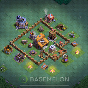 Builder Hall Level 3 Trophy/Defense Base Design, Unbeatable, Layout #19