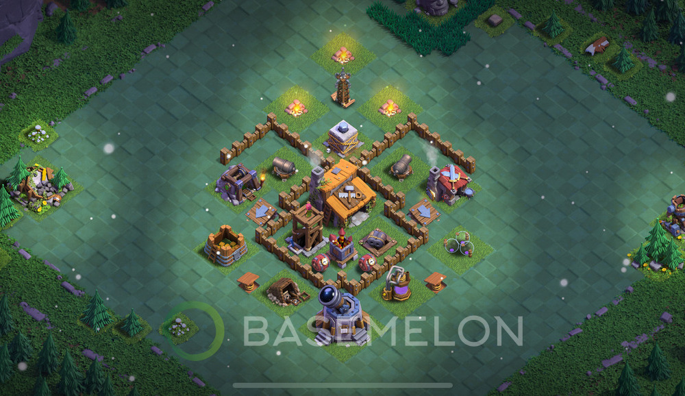 Builder Hall Level 3 Trophy/Defense Base Design, Anti 2 Stars, Layout #33