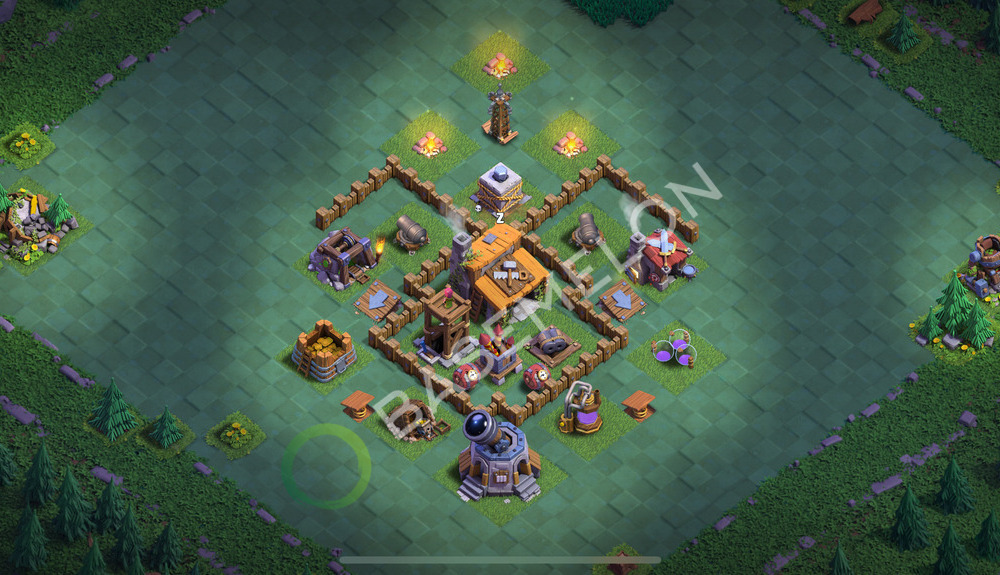 Builder Hall Level 3 Trophy/Defense Base Design 2025, Anti 2 Stars, Layout #33