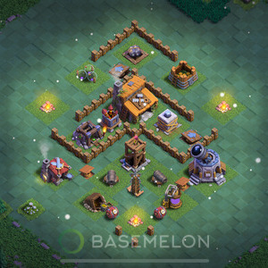 Builder Hall Level 3 Trophy/Defense Base Design, Anti 3 Stars, Layout #34