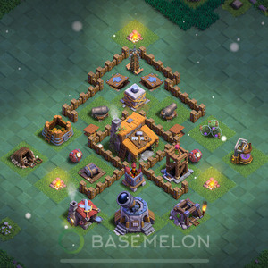 Builder Hall Level 3 Trophy/Defense Base Design, Anti 3 Stars, Layout #40