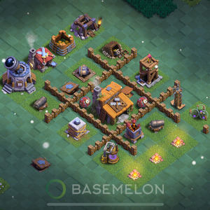 Builder Hall Level 3 Trophy/Defense Base Design, Max Levels, Layout #60