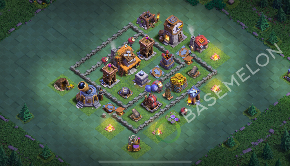 Builder Hall Level 4 Trophy/Defense Base Design 2025, Anti 2 Stars, Layout #147