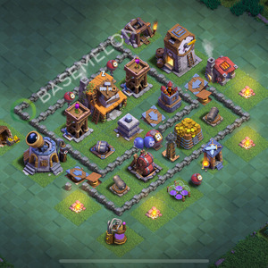 Builder Hall Level 4 Trophy/Defense Base Design 2025, Anti 2 Stars, Layout #147