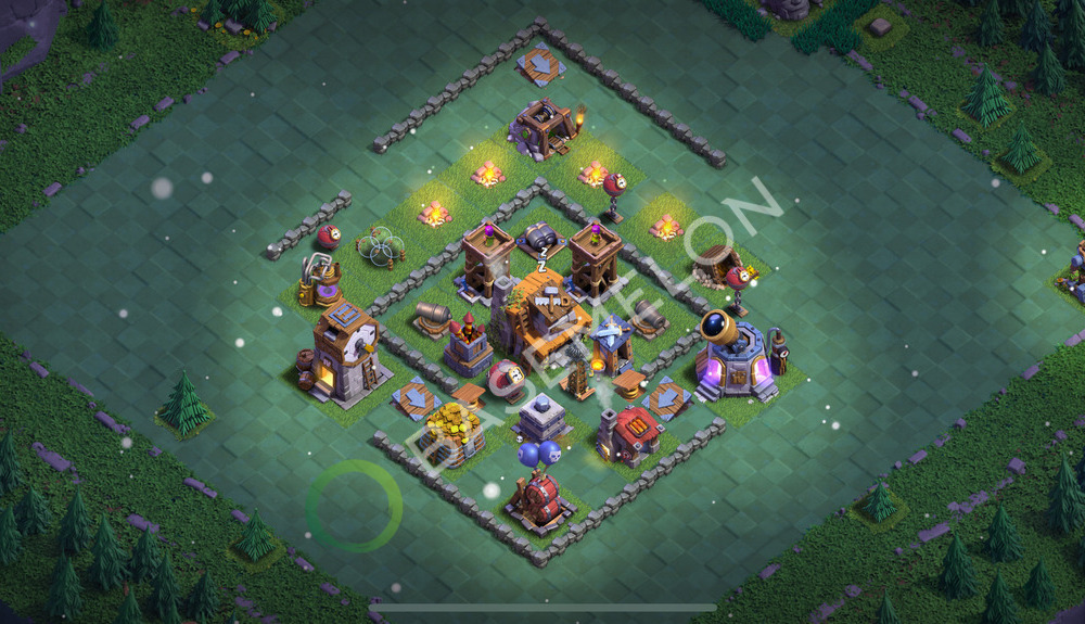 Builder Hall Level 4 Trophy/Defense Base Design 2025, Unbeatable, Layout #155