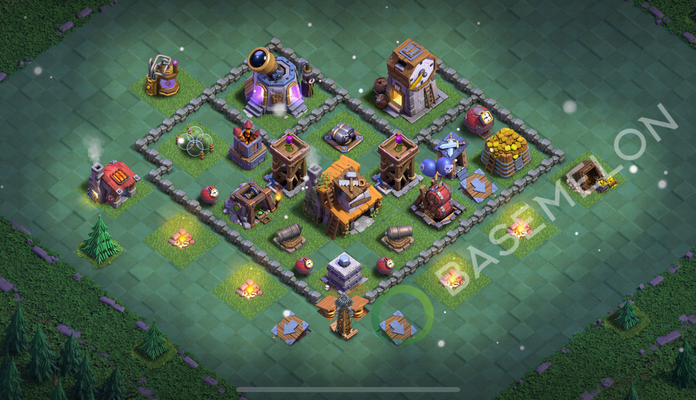 Builder Hall Level 4 Trophy/Defense Base Design 2026, Anti Everything, Layout #164
