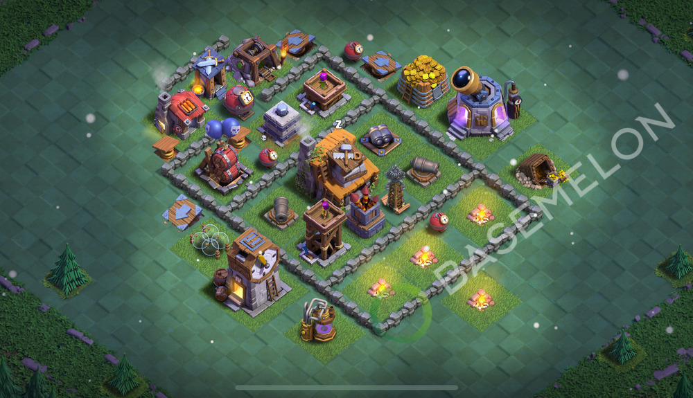 Builder Hall Level 4 Trophy/Defense Base Design 2026, Anti 2 Stars, Layout #165