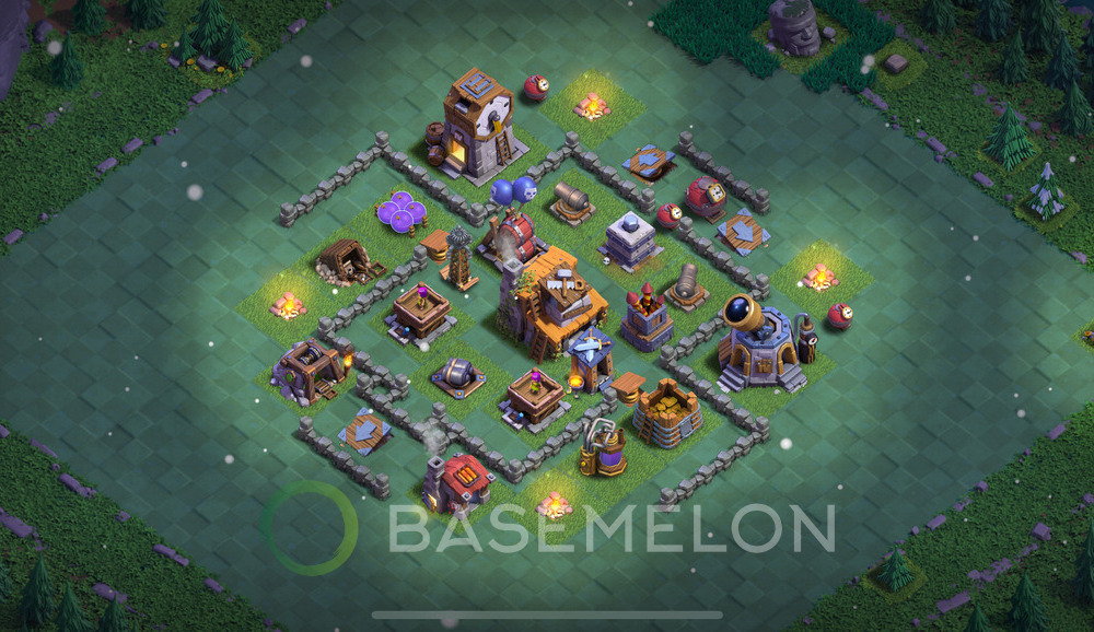 Builder Hall Level 4 Trophy/Defense Base Design, Anti Everything, Layout #37