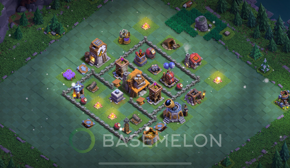 Builder Hall Level 4 Trophy/Defense Base Design, Max Levels, Layout #43