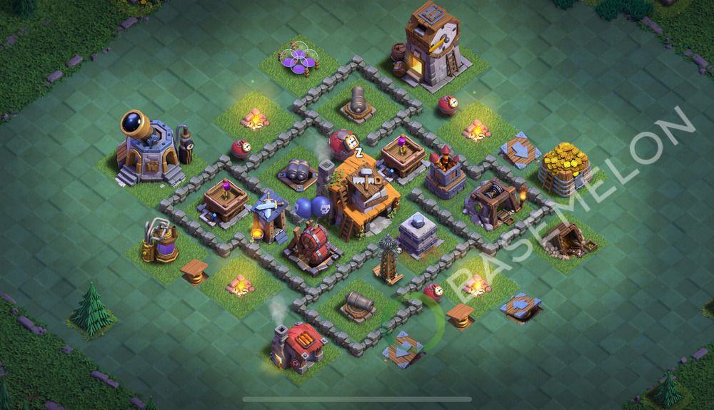 Builder Hall Level 4 Trophy/Defense Base Design 2025, Anti 2 Stars, Layout #58