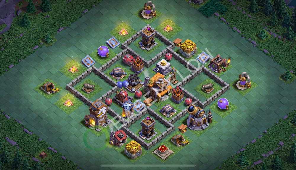 Builder Hall Level 5 Trophy/Defense Base Design 2025, Anti Everything, Layout #145