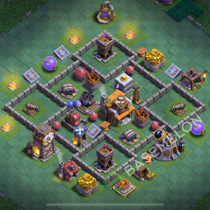 Builder Hall Level 5 Trophy/Defense Base Design 2025, Anti Everything, Layout #145