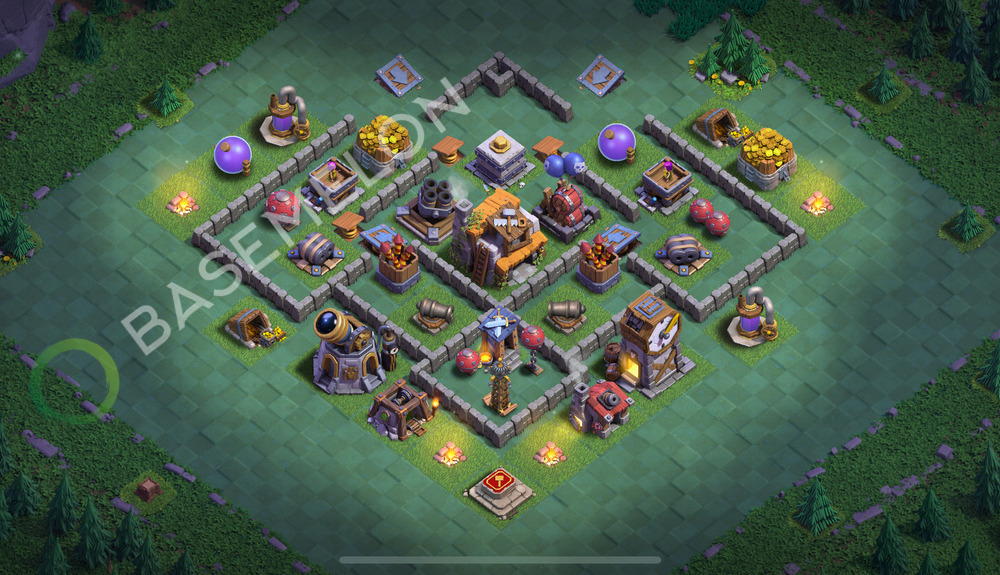 Builder Hall Level 5 Trophy/Defense Base Design 2025, Max Levels, Layout #146