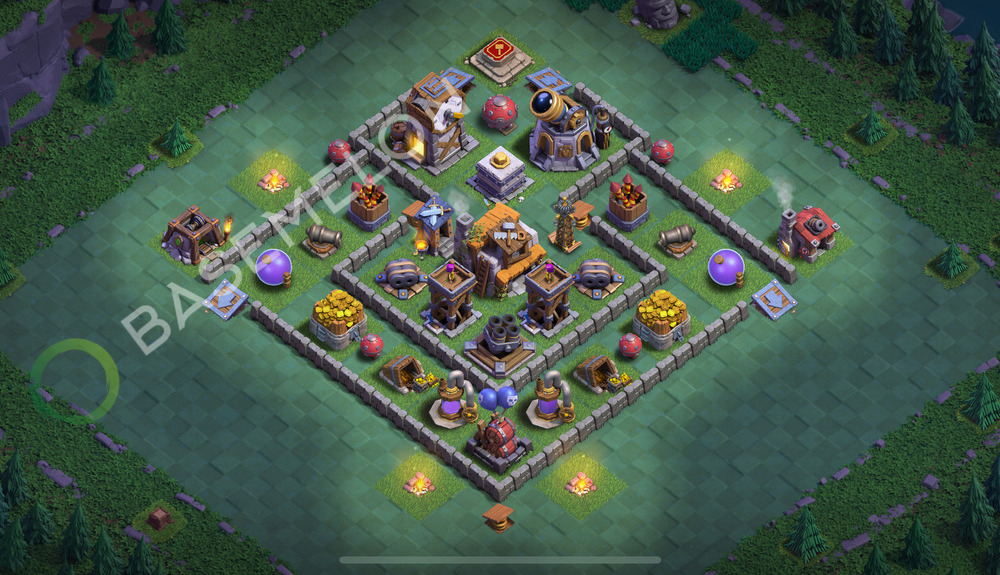 Builder Hall Level 5 Trophy/Defense Base Design 2025, Anti 2 Stars, Layout #149