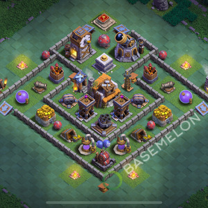 Builder Hall Level 5 Trophy/Defense Base Design 2025, Anti 2 Stars, Layout #149