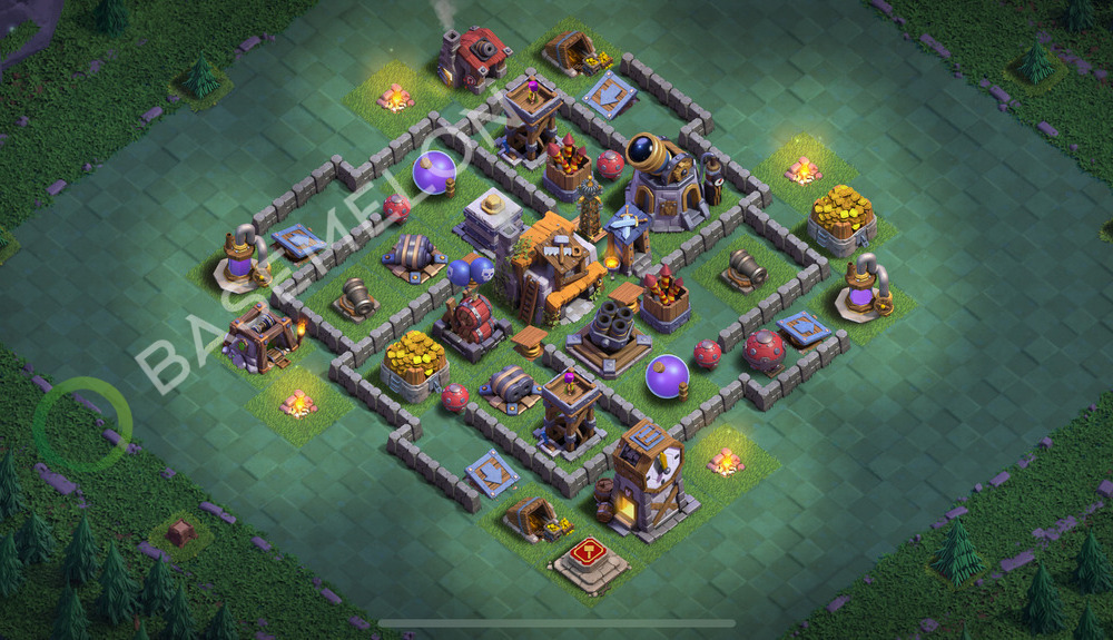 Builder Hall Level 5 Trophy/Defense Base Design 2025, Anti 3 Stars, Layout #151