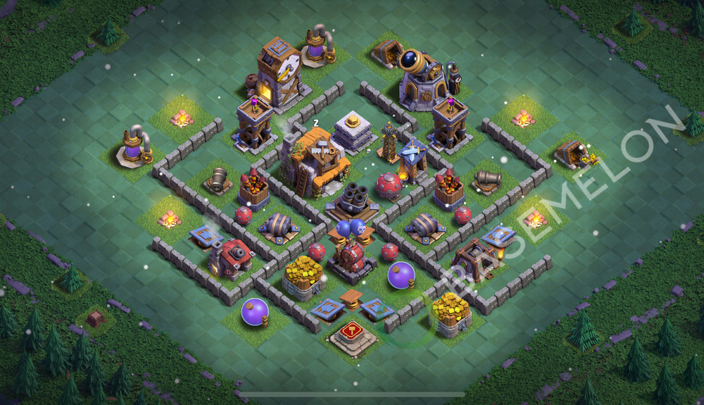 Builder Hall Level 5 Trophy/Defense Base Design 2025, Anti 3 Stars, Layout #153