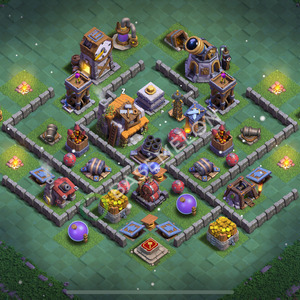 Builder Hall Level 5 Trophy/Defense Base Design 2025, Anti 3 Stars, Layout #153