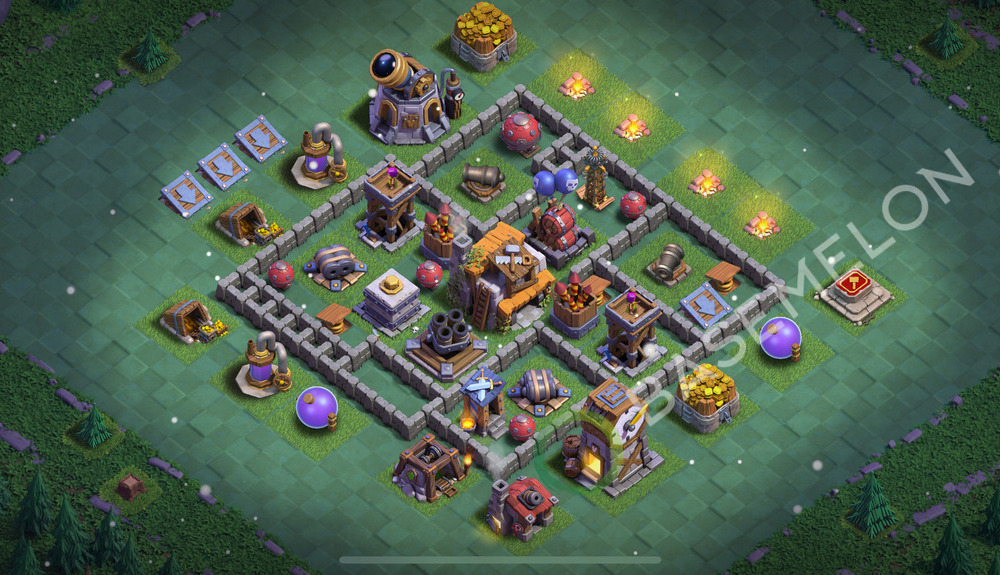 Builder Hall Level 5 Trophy/Defense Base Design 2025, Anti 3 Stars, Layout #159