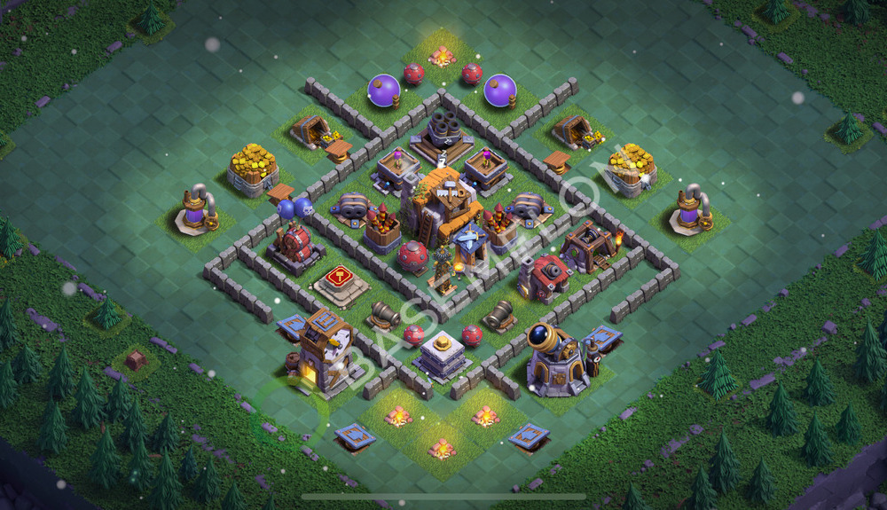 Builder Hall Level 5 Trophy/Defense Base Design 2025, Max Levels, Layout #160