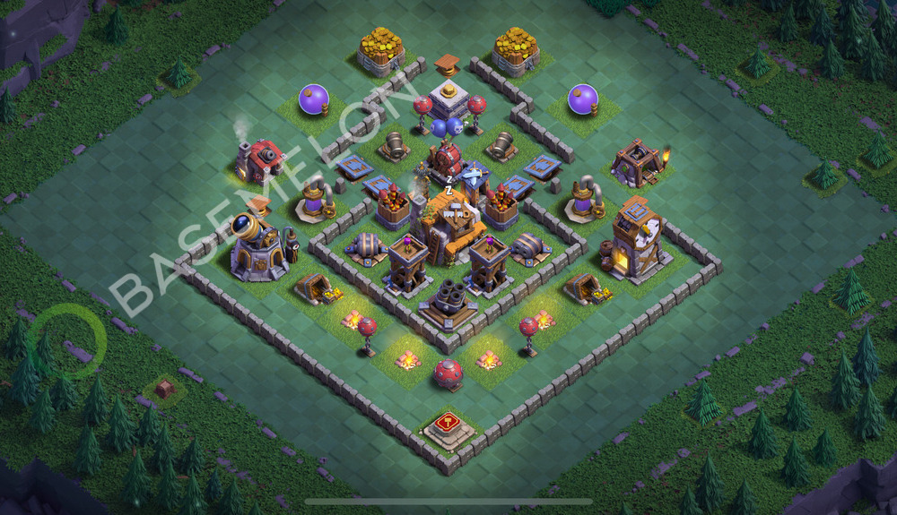 Builder Hall Level 5 Trophy/Defense Base Design 2025, Anti 3 Stars, Layout #18