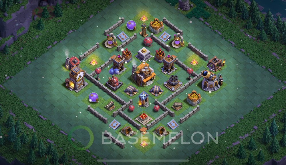 Builder Hall Level 5 Trophy/Defense Base Design, Anti Everything, Layout #53