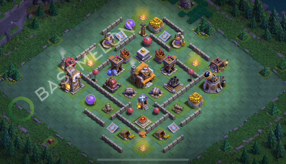 Builder Hall Level 5 Trophy/Defense Base Design 2025, Anti Everything, Layout #53