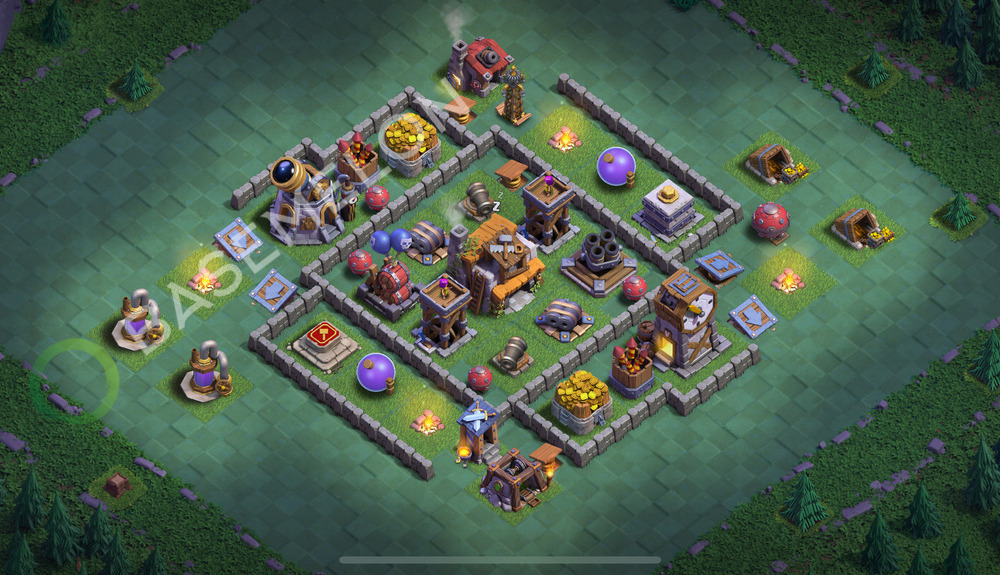 Builder Hall Level 5 Trophy/Defense Base Design 2025, Anti Everything, Layout #69