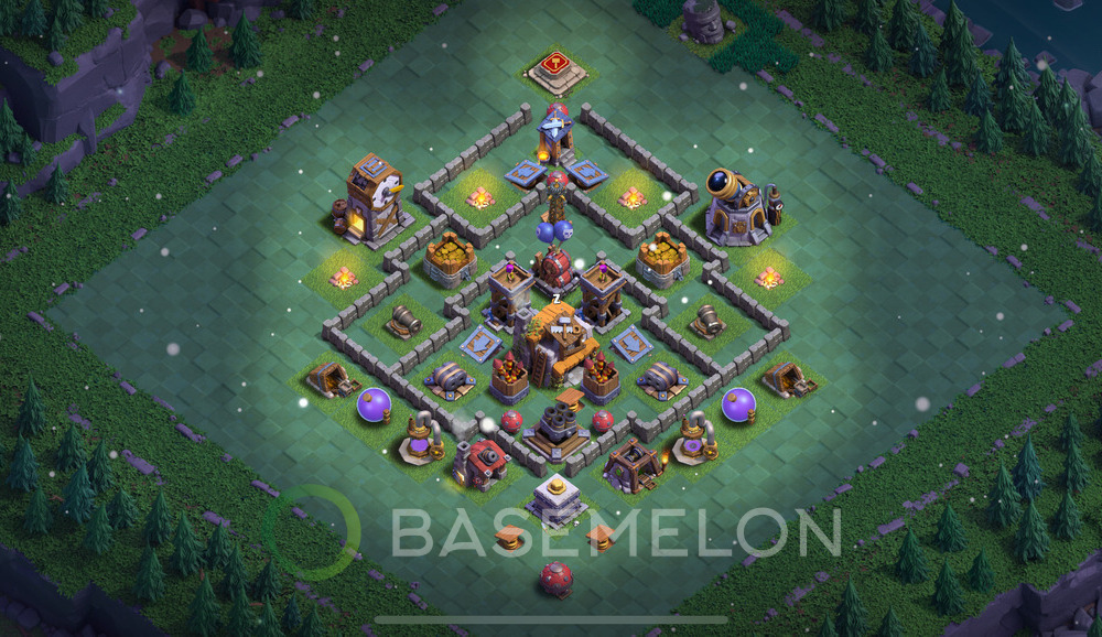 Builder Hall Level 5 Trophy/Defense Base Design, Anti Everything, Layout #8