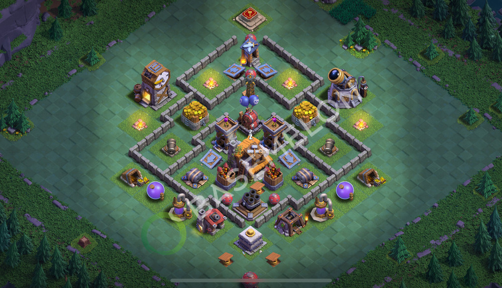 Builder Hall Level 5 Trophy/Defense Base Design 2025, Anti Everything, Layout #8