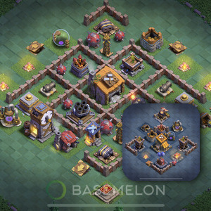 Builder Hall Level 6 Trophy/Defense Base Design, Anti 2 Stars, Layout #2