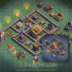 Builder Hall Level 6 Trophy/Defense Base Design, Anti Everything, Layout #21
