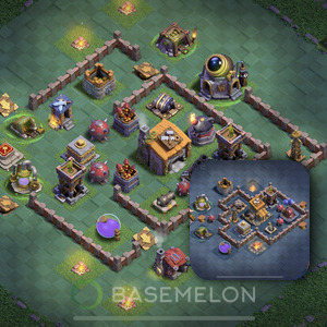 Builder Hall Level 6 Trophy/Defense Base Design, Anti 3 Stars, Layout #44