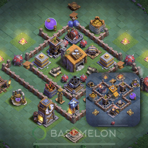 Builder Hall Level 6 Trophy/Defense Base Design, Anti 2 Stars, Layout #9