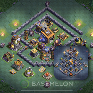 Builder Hall Level 8 Trophy/Defense Base Design, Anti 3 Stars, Layout #31