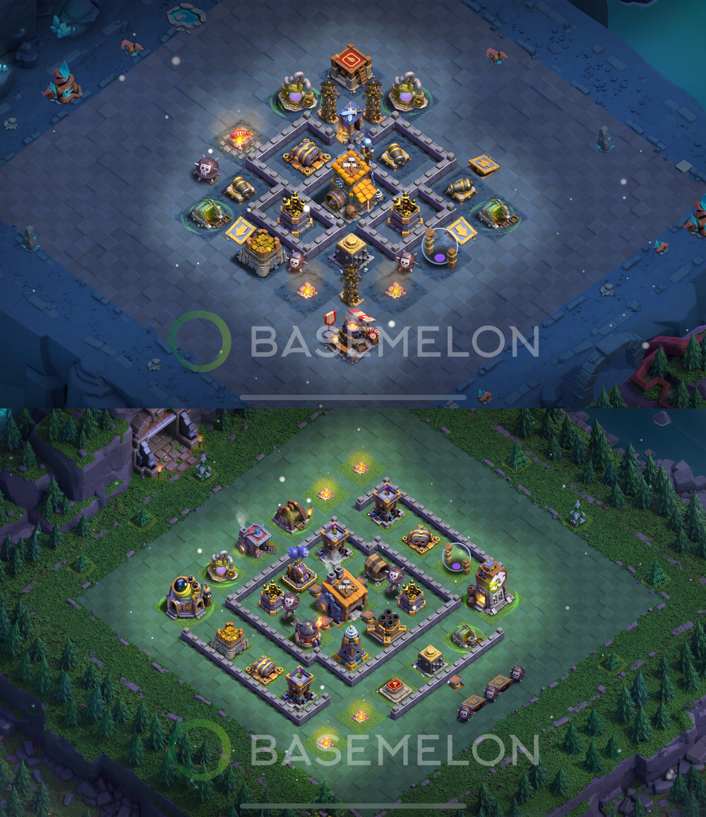 Builder Hall Level 8 Trophy/Defense Base Design 2024, Anti 2 Stars, Layout #35