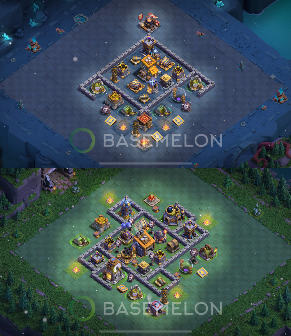 Builder Hall Level 8 Trophy/Defense Base Design 2024, Anti 2 Stars, Layout #6