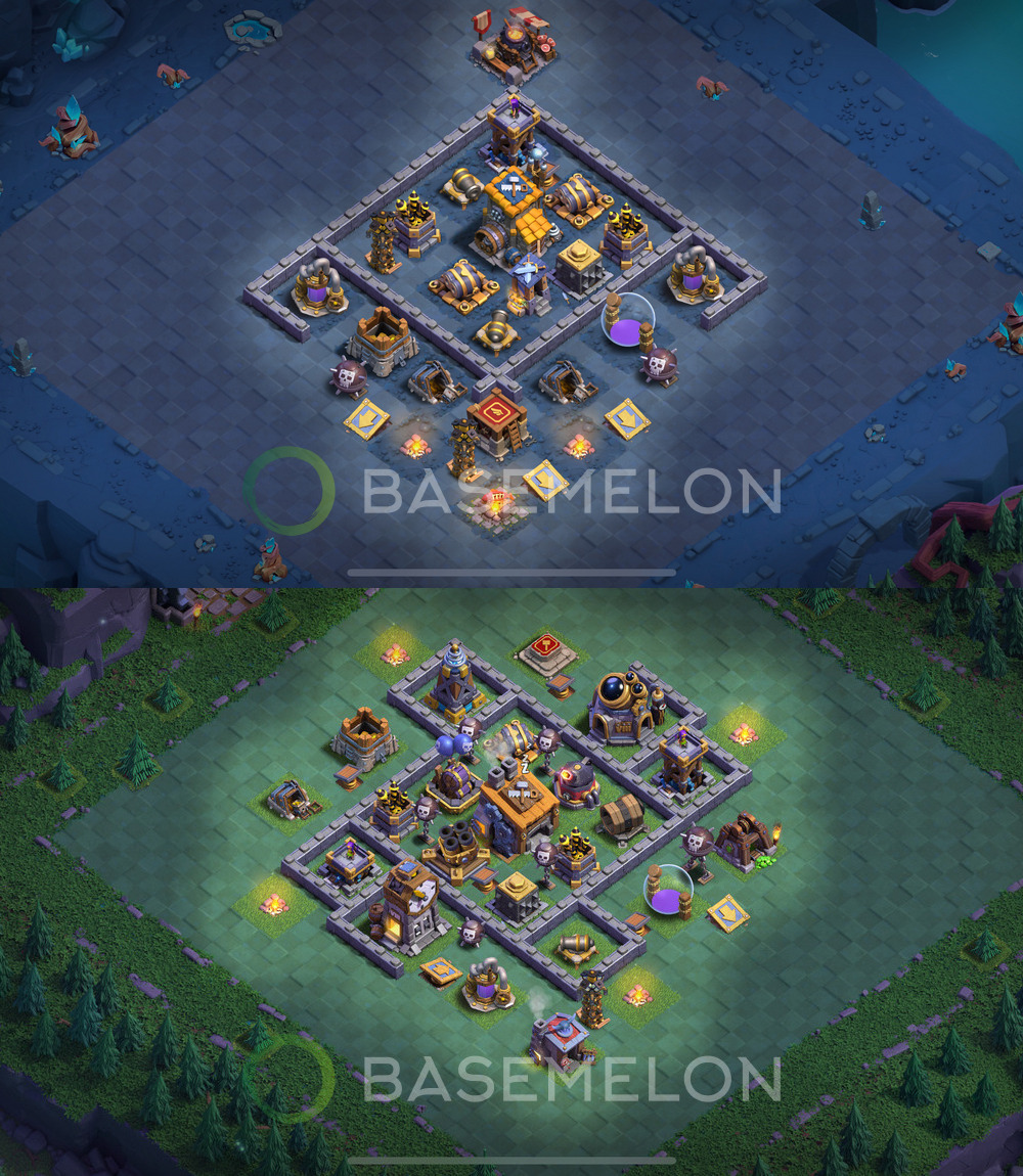 Builder Hall Level 8 Trophy/Defense Base Design 2025, Anti 2 Stars, Layout #6