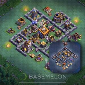 Builder Hall Level 8 Trophy/Defense Base Design 2025, Anti 2 Stars, Layout #6