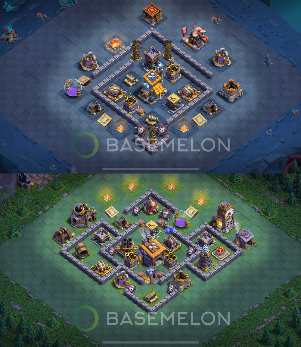 Builder Hall Level 8 Trophy/Defense Base Design 2025, Anti 2 Stars, Layout #66