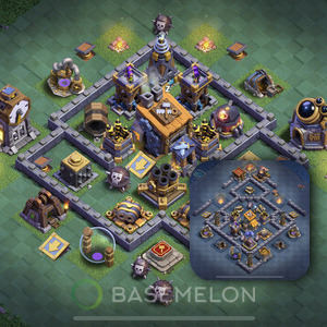 Builder Hall Level 8 Trophy/Defense Base Design, Anti 3 Stars, Layout #77