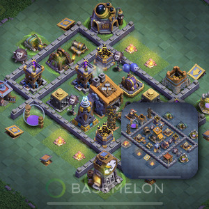 Builder Hall Level 8 Trophy/Defense Base Design, Anti Everything, Layout #84
